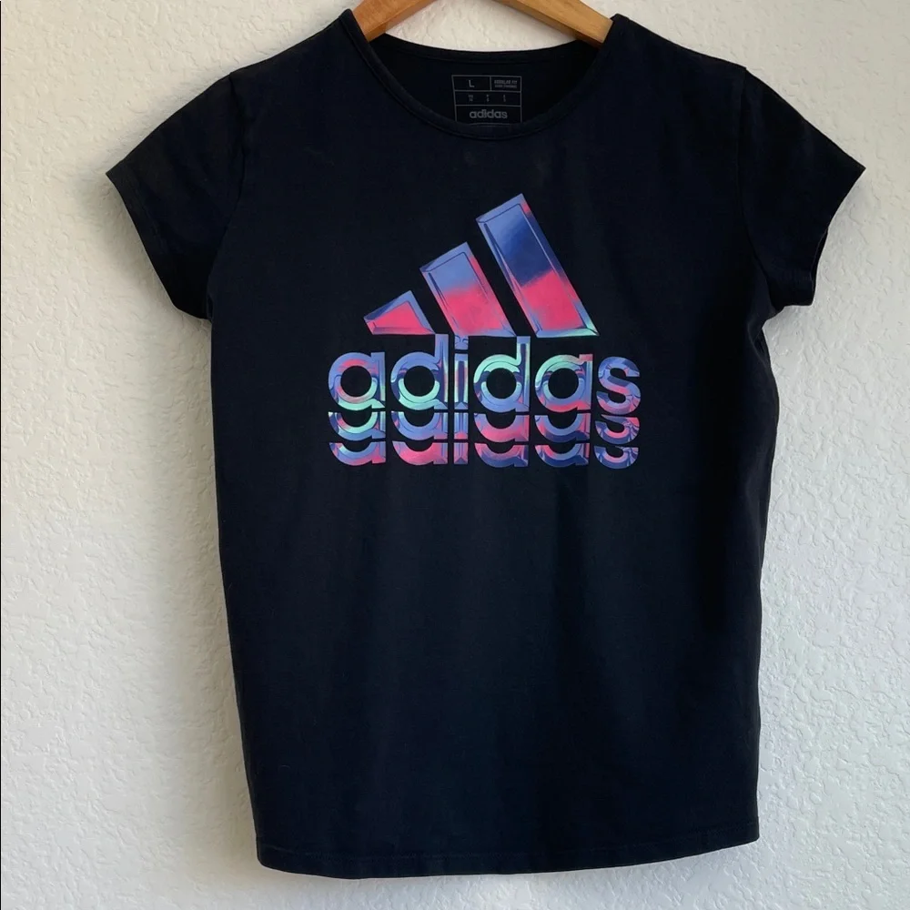 Adidas Girls Multicolor Graphic Tee • L 14